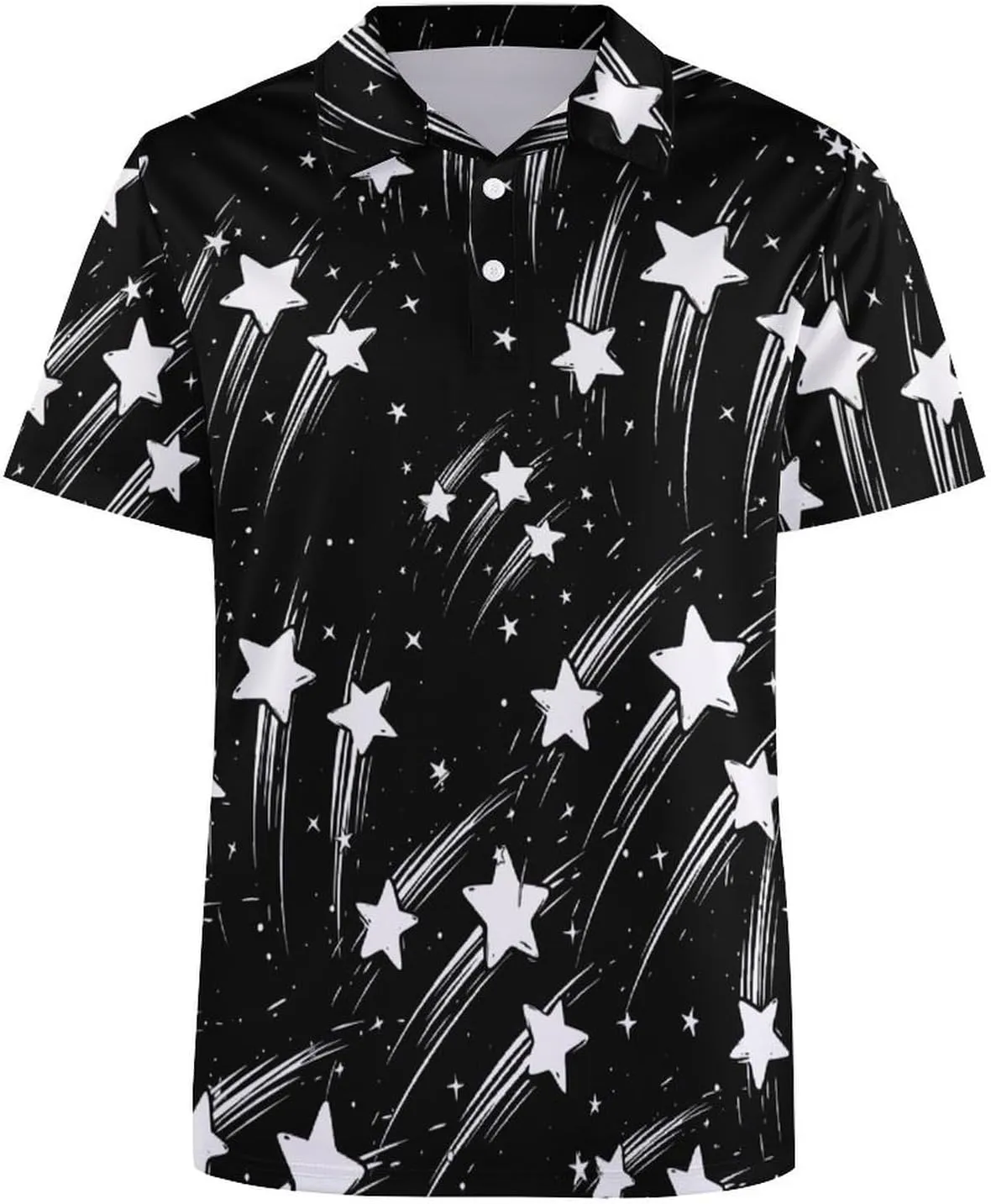 Shooting Stars Mens Polo Shirts Quick Dry Short Sleeve T-shirts Slim Tennis Collared Tees Tops