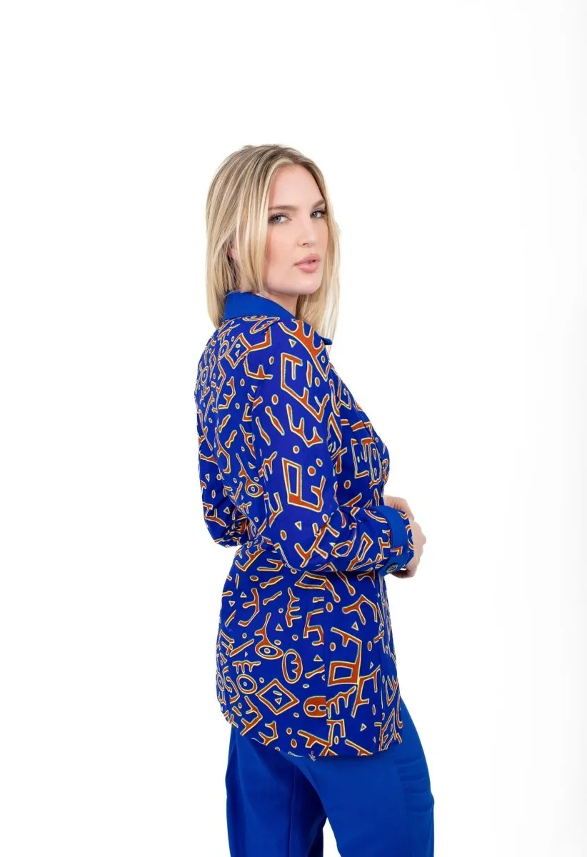 Smooth Visage Unique Blue Ankara Mix African Print Blazer and Pant Set