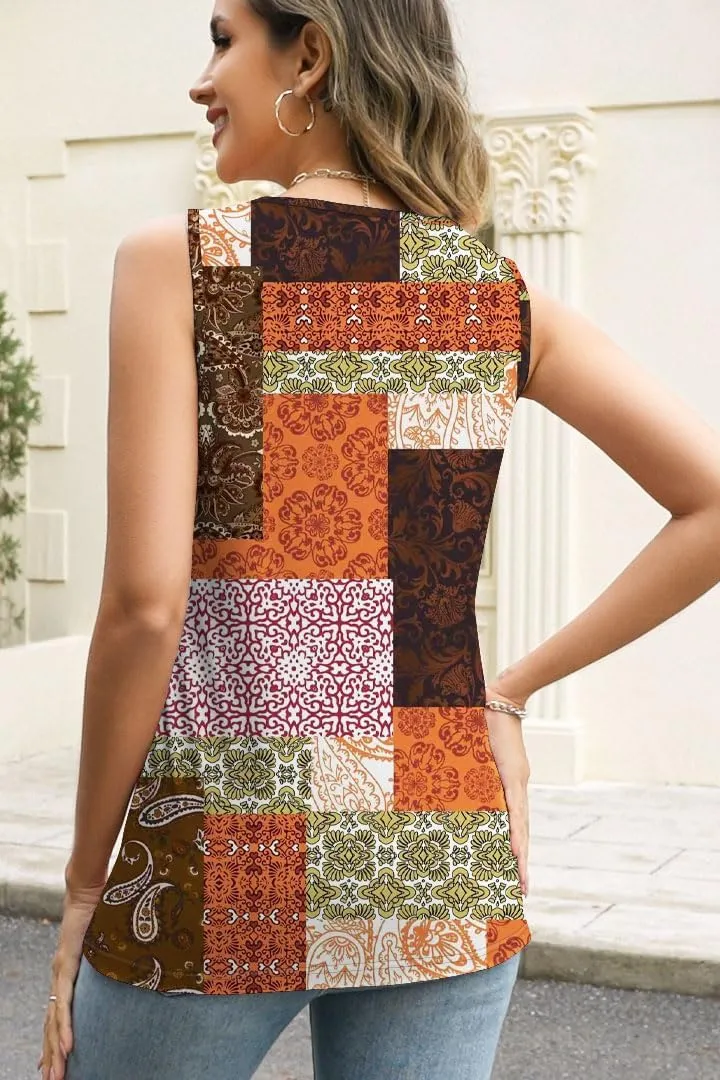 Summer Tops for Women Seashell Edge Tank Tops V Neck Sleeveless Shirts Loose Fit Dressy Casual