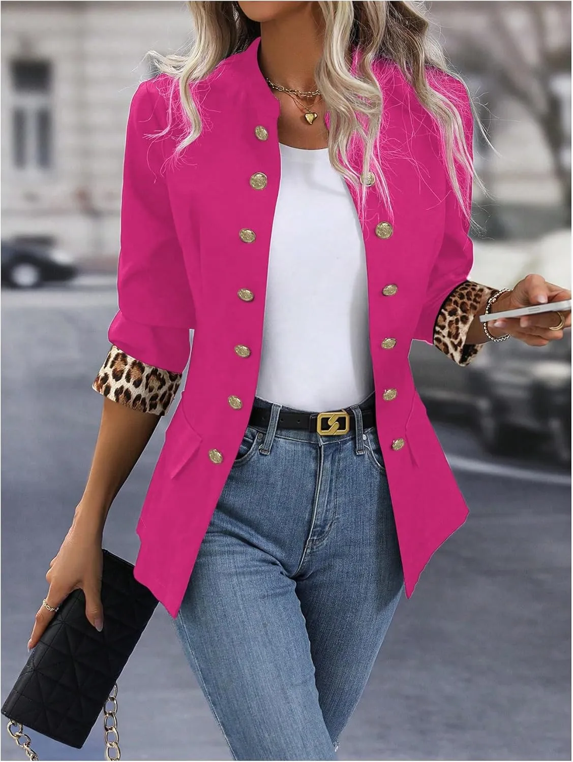 SweatyRocks Women's Casual Blazers Button Open Front Lightweight Work Office Suit Jackets Blazer
