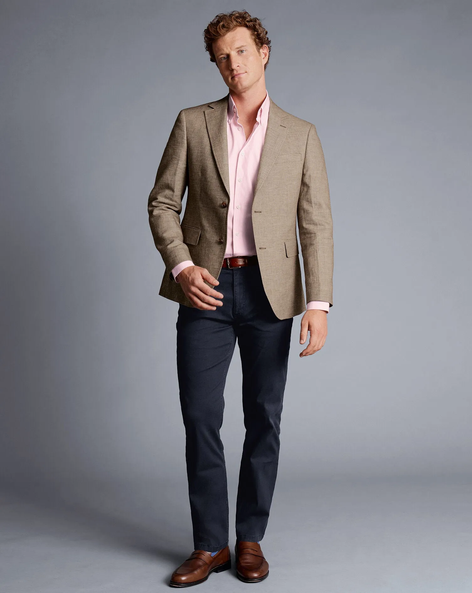 Taupe Slim Fit Linen Cotton Jacket