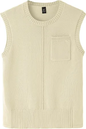 Totatuit Women's Crew Neck Sleeveless Sweater Vest with Pockets 2025 Trendy Ribbed Knit Casual Pullover Tank Tops S-XXL