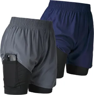 Ultra Performance Men's Athletic 2 in 1 Compression Shorts 2 Pack Mens Gym Workout Running Shorts for Men, 5 Inch Inseam