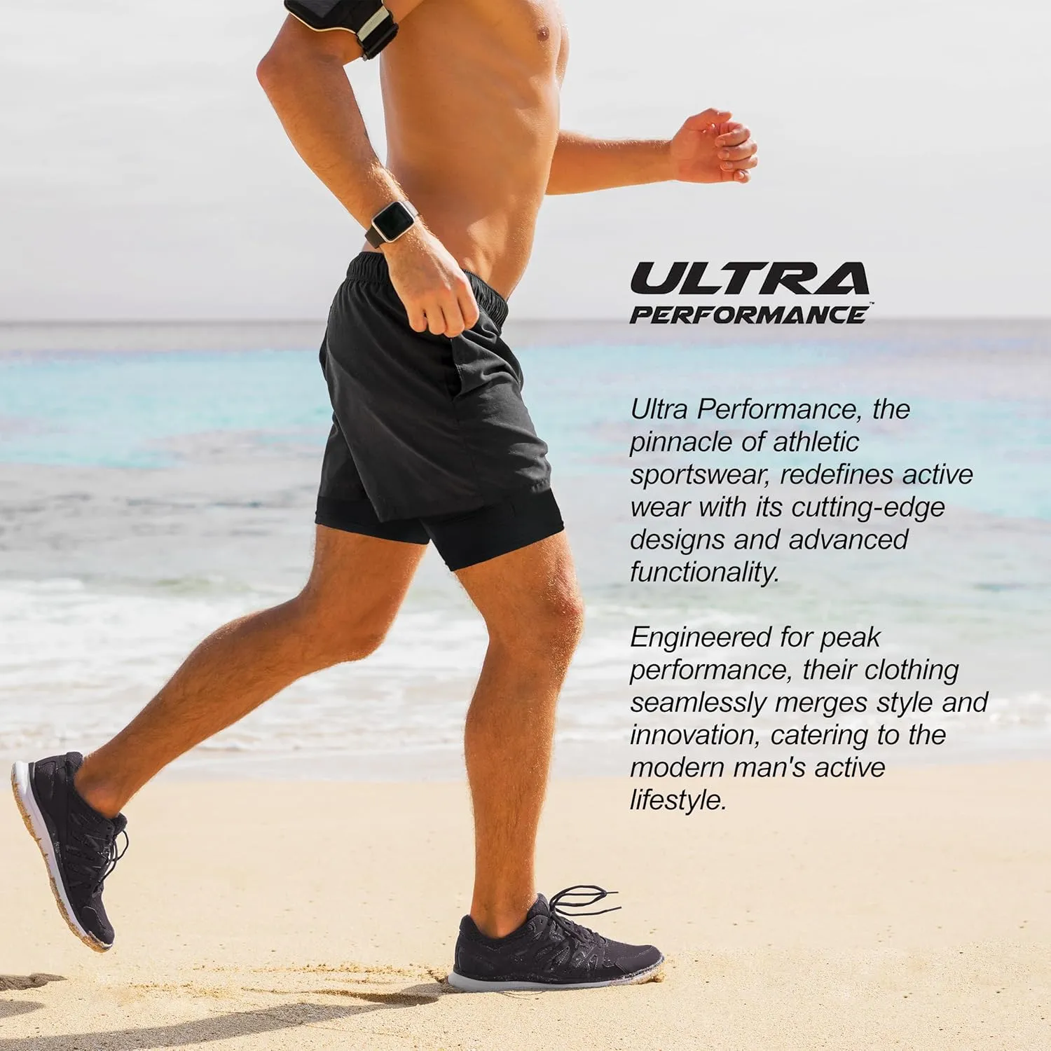 Ultra Performance Men's Athletic 2 in 1 Compression Shorts 2 Pack Mens Gym Workout Running Shorts for Men, 5 Inch Inseam