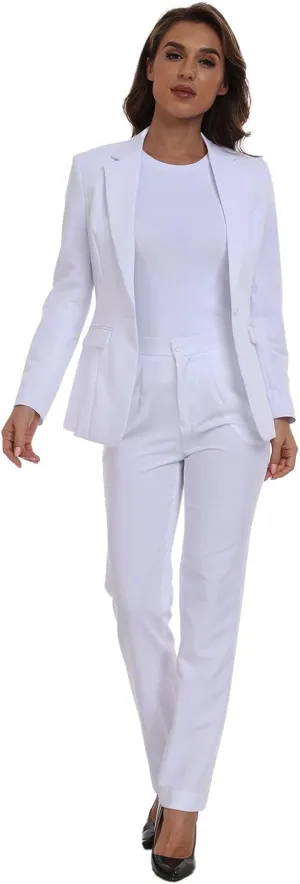 Women Classic Suits 2 Piece Bussiness Professional Work Outfits Office Attire Slim Fit Dressy Blazer Jacket Pants Suit Sets