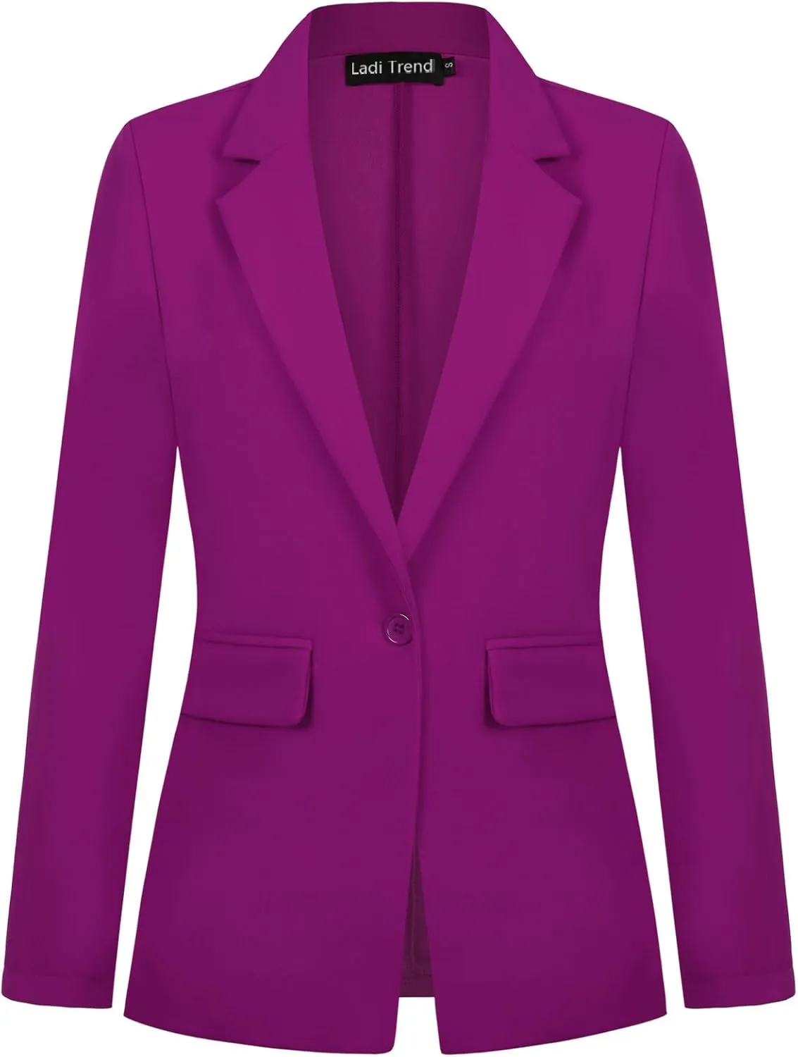 Womens Blazer One Button Jacket Suits Notched Lapel Casual Work Office Long Sleeve Blazer with Pockets