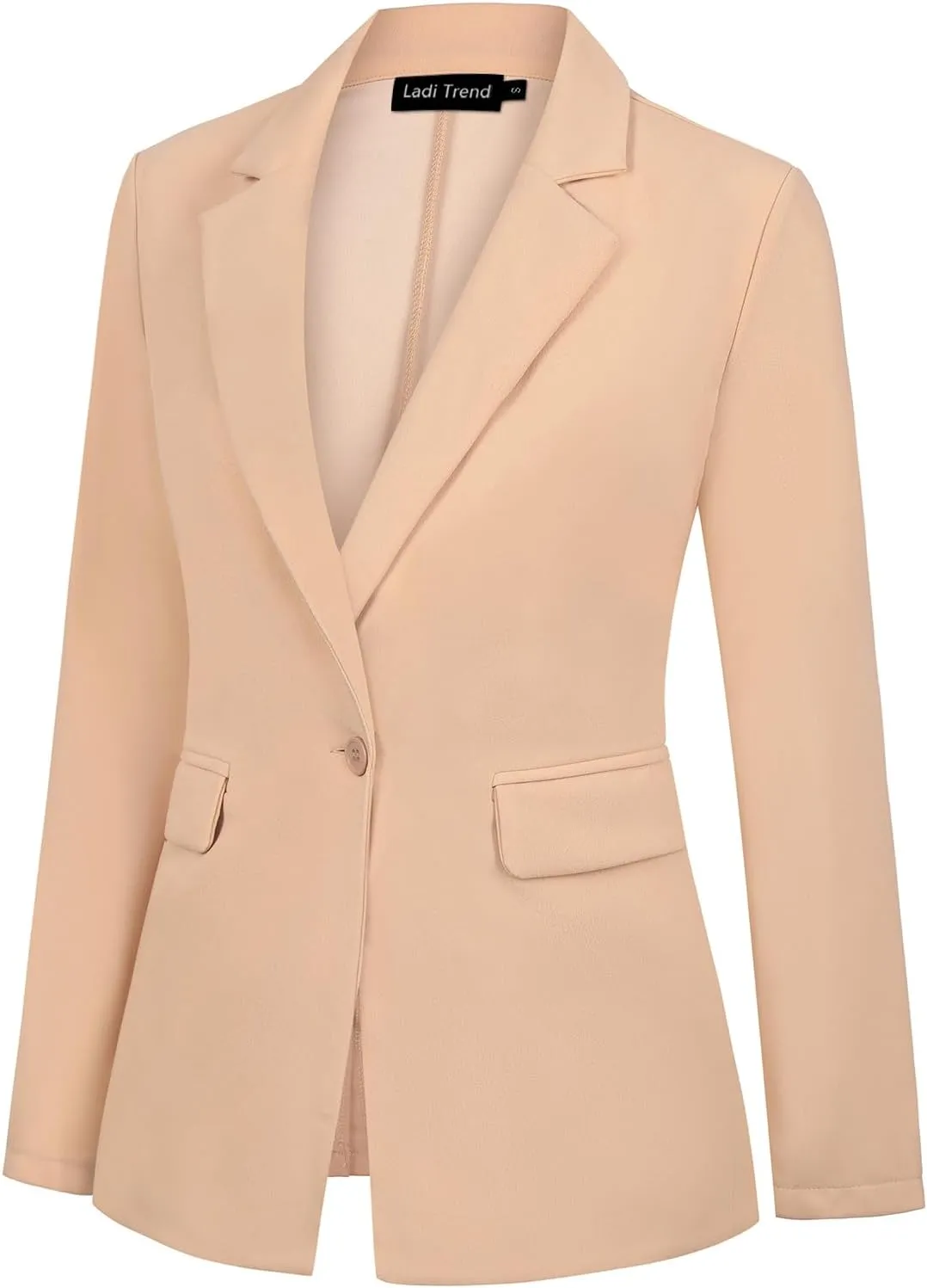 Womens Blazer One Button Jacket Suits Notched Lapel Casual Work Office Long Sleeve Blazer with Pockets