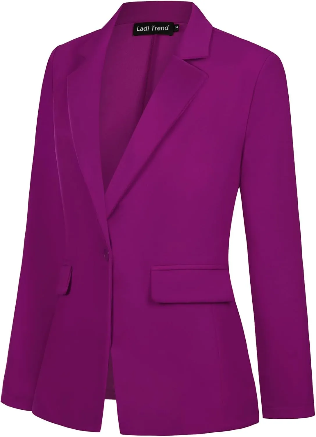 Womens Blazer One Button Jacket Suits Notched Lapel Casual Work Office Long Sleeve Blazer with Pockets