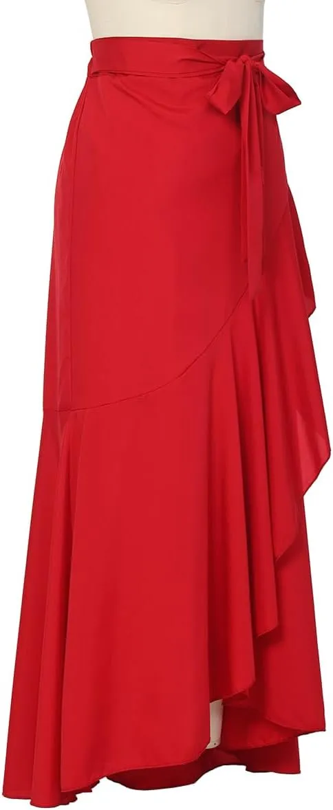 Women's Elegant Ruffles Long Skirt Knee Length Summer Mermaid Bodycon Dress for Wedding Party Cocktail