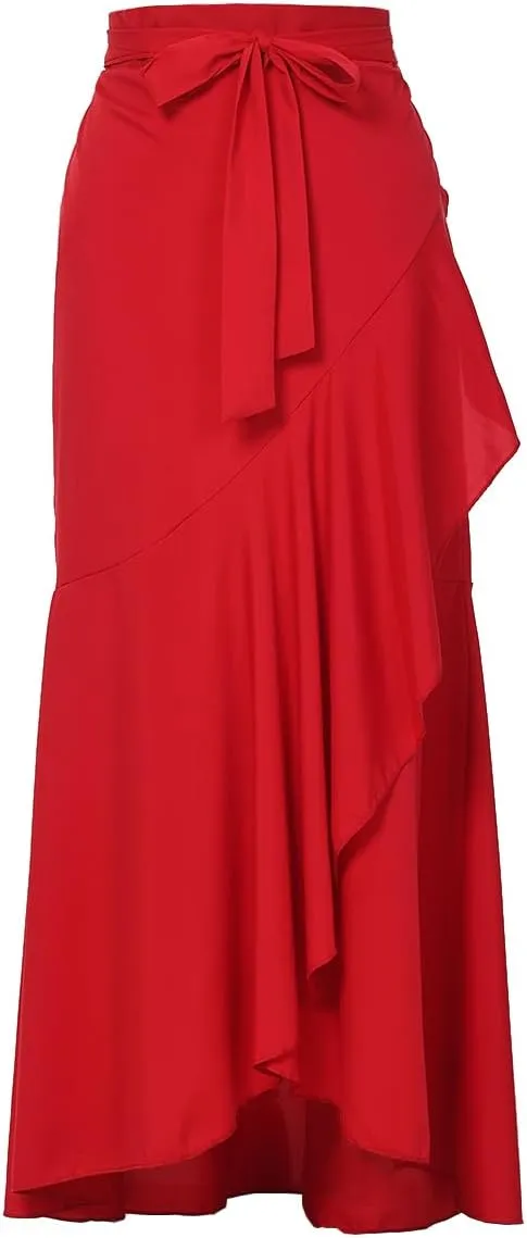 Women's Elegant Ruffles Long Skirt Knee Length Summer Mermaid Bodycon Dress for Wedding Party Cocktail