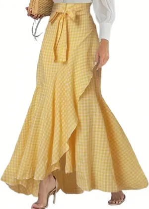 Women's Elegant Ruffles Long Skirt Knee Length Summer Mermaid Bodycon Dress for Wedding Party Cocktail
