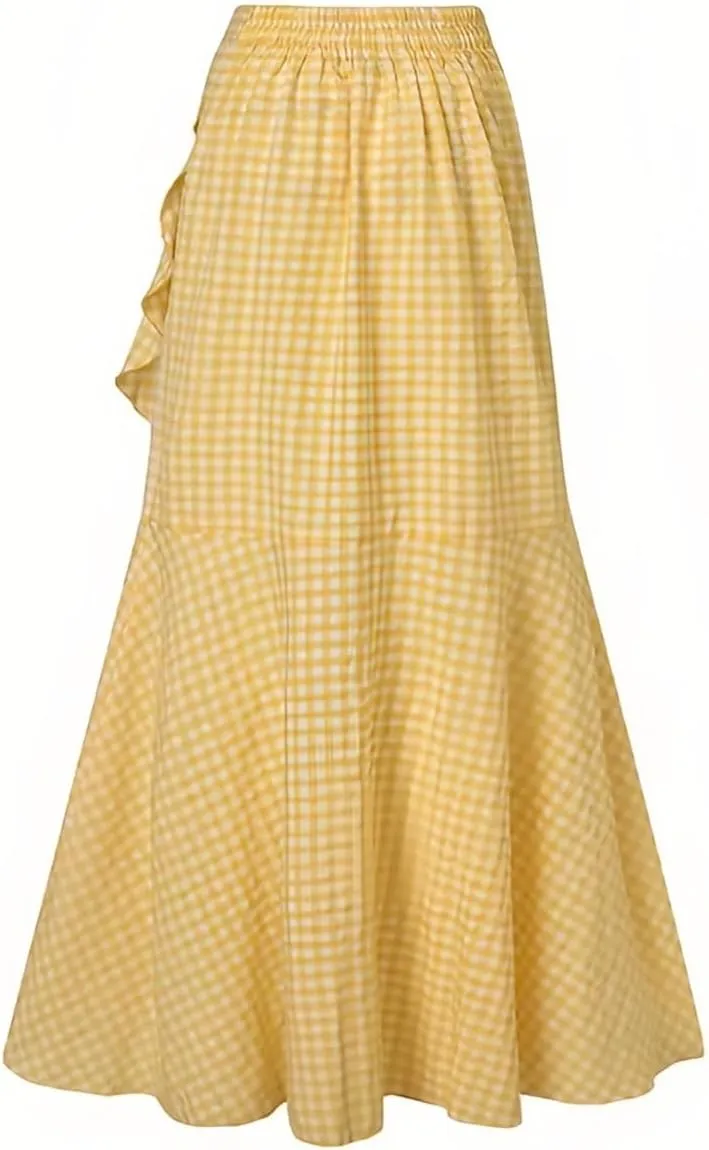 Women's Elegant Ruffles Long Skirt Knee Length Summer Mermaid Bodycon Dress for Wedding Party Cocktail