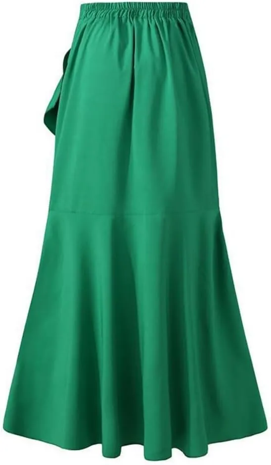Women's Elegant Ruffles Long Skirt Knee Length Summer Mermaid Bodycon Dress for Wedding Party Cocktail