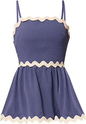Women's Elegant Sleeveless Peplum Tops Summer Crewneck/Spaghetti Straps Cami Shirts S-3XL