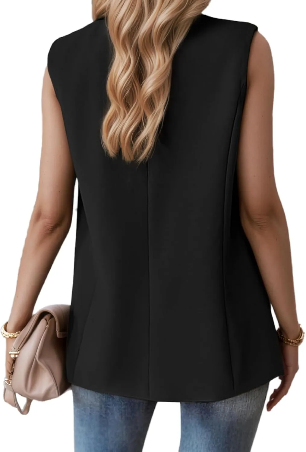 Women's Sleeveless Vest Tops 2025 Summer Fully-Lined Fashion Lightweight Open Front Casual Work Office Blazers with Pockets