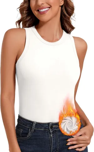 WOWENY Women's Thermal Tank Tops Sleeveless Underwear Tops Adjustable Straps Winter Camisole Fleece Shirts Warm Vest