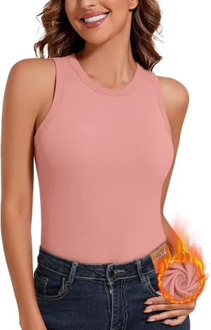 WOWENY Women's Thermal Tank Tops Sleeveless Underwear Tops Adjustable Straps Winter Camisole Fleece Shirts Warm Vest