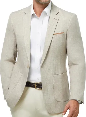 WULFUL Men's Sport Coats Blazers Linen Cotton Blazer Regular Fit One Button Suit Jacket with 2 Pockets