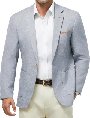 WULFUL Men's Sport Coats Blazers Linen Cotton Blazer Regular Fit One Button Suit Jacket with 2 Pockets