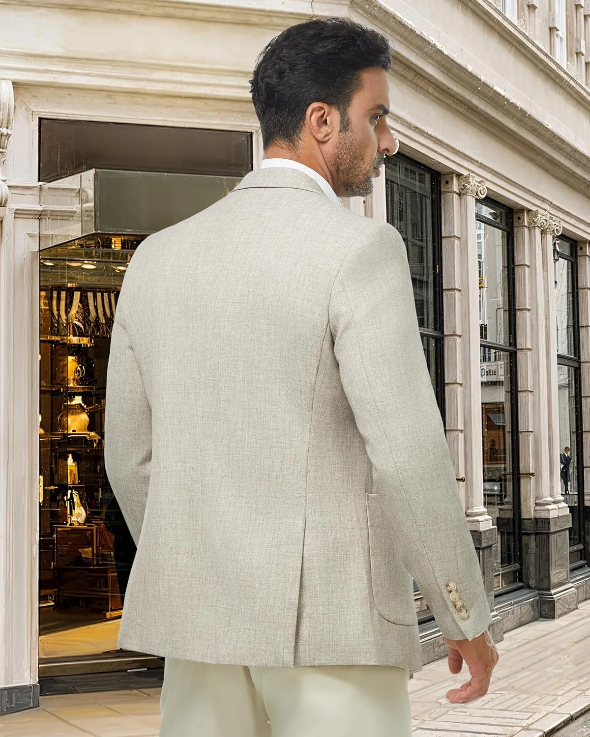 WULFUL Men's Sport Coats Blazers Linen Cotton Blazer Regular Fit One Button Suit Jacket with 2 Pockets