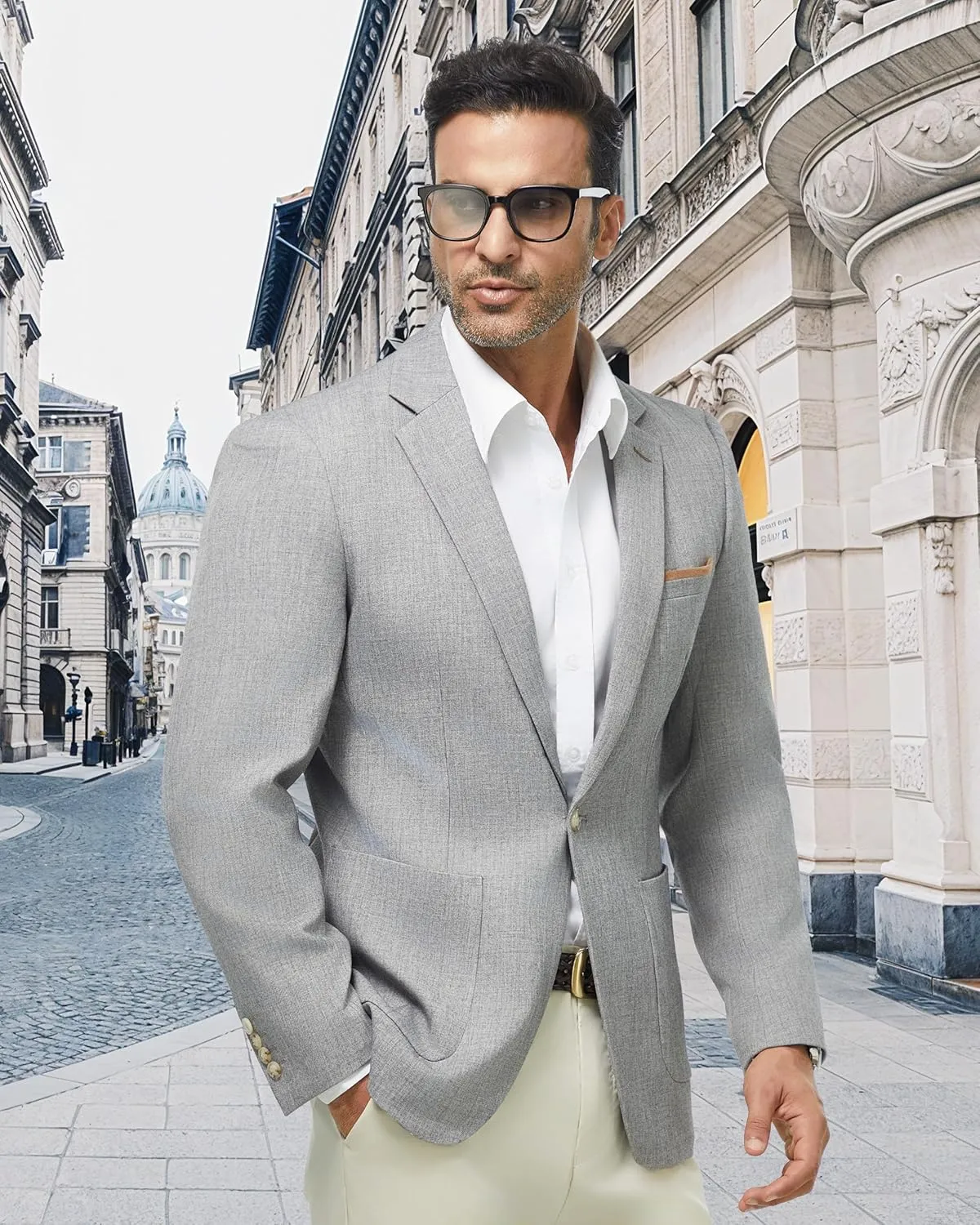 WULFUL Men's Sport Coats Blazers Linen Cotton Blazer Regular Fit One Button Suit Jacket with 2 Pockets