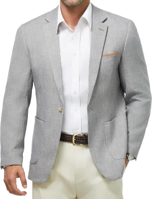 WULFUL Men's Sport Coats Blazers Linen Cotton Blazer Regular Fit One Button Suit Jacket